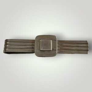 Vintage Silver Tone Metal Tie Bar Clip 2"